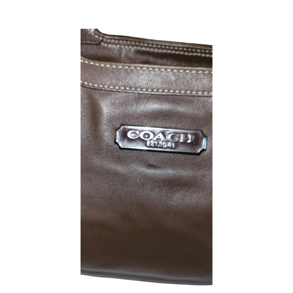 Coach Brown Leather pleated gallery shopper, hangtag, F15147, Double han… - Picture 2 of 12